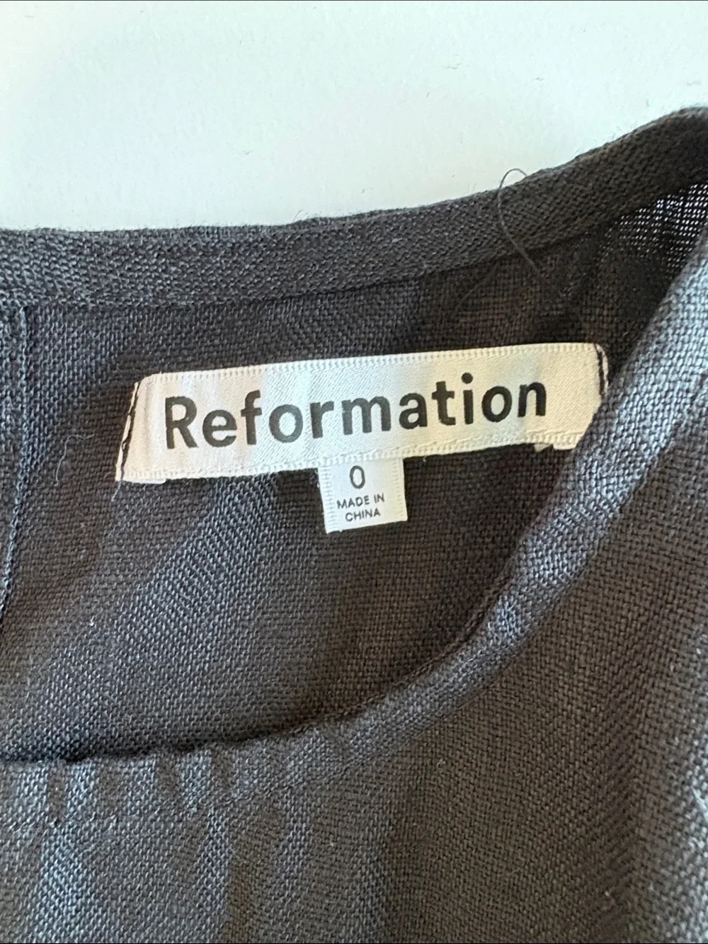 Reformation Naomi 100% Linen Sleeveless Wide Leg Jumpsuit Minimalist Black 0